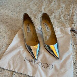 Jimmy Choo Metallic Silver Heels Size 38